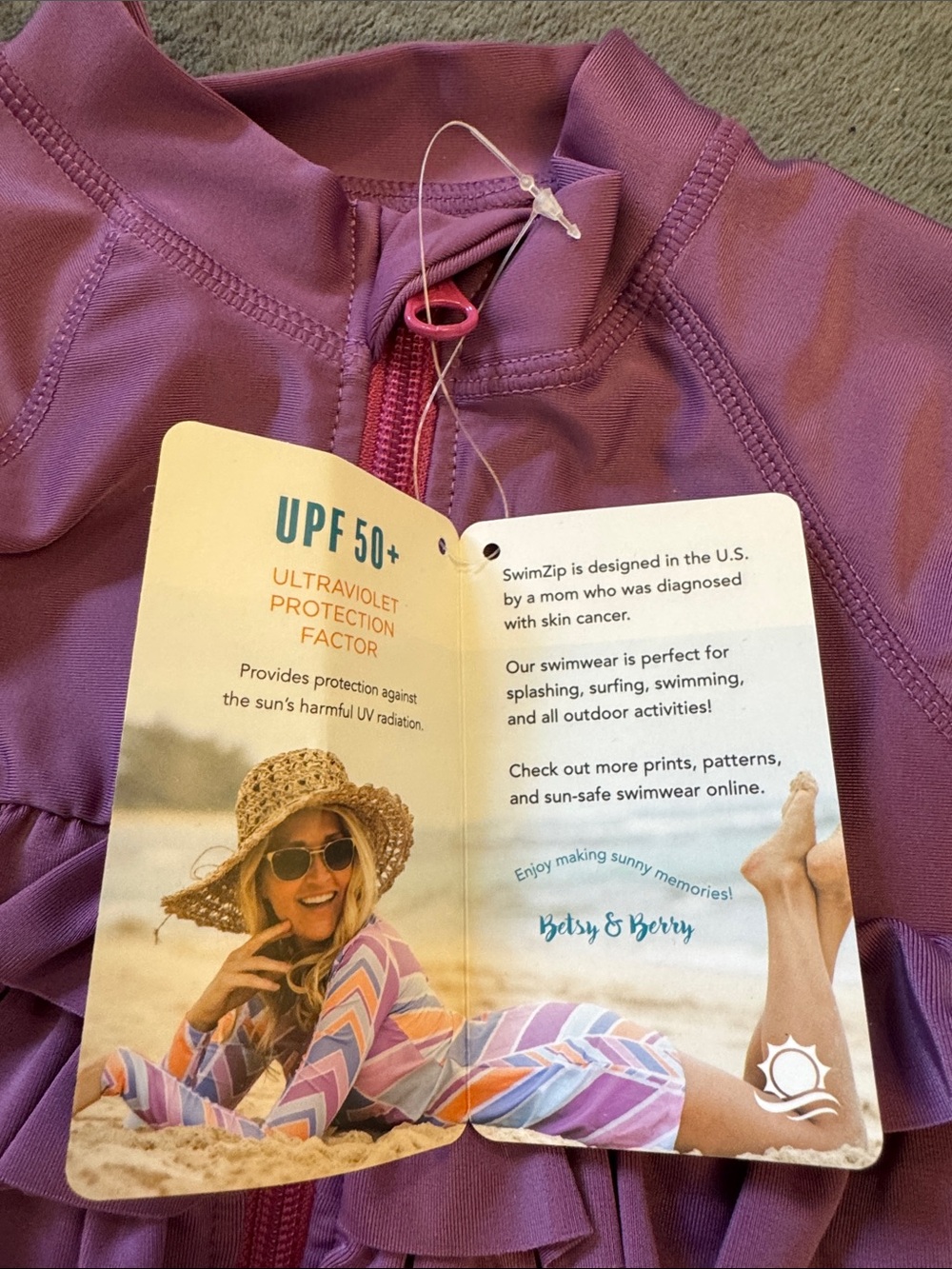 Brand New Ruffle Rash Guard Two-Piece Swim Set - Purple - Picture 10 of 10